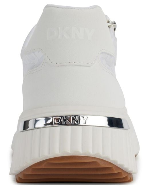DKNY White Lissa Logo Platform Sneakers