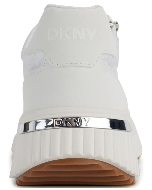 DKNY White Lissa Logo Platform Sneakers