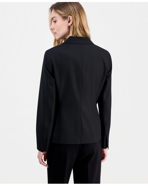 Anne Klein Black Bi-stretch Two-button Blazer