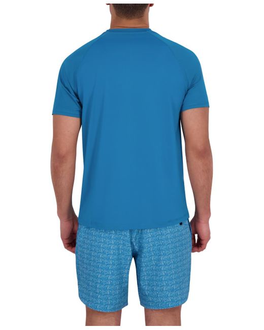 Spyder Blue Short Sleeve Waffle-knit Crewneck Swim Shirt for men