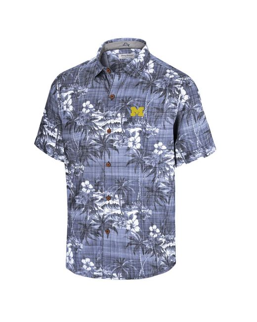 Tommy Bahama Blue Michigan Wolverines Coconut Point Palmetta Islandzone Camp Button-up Shirt for men