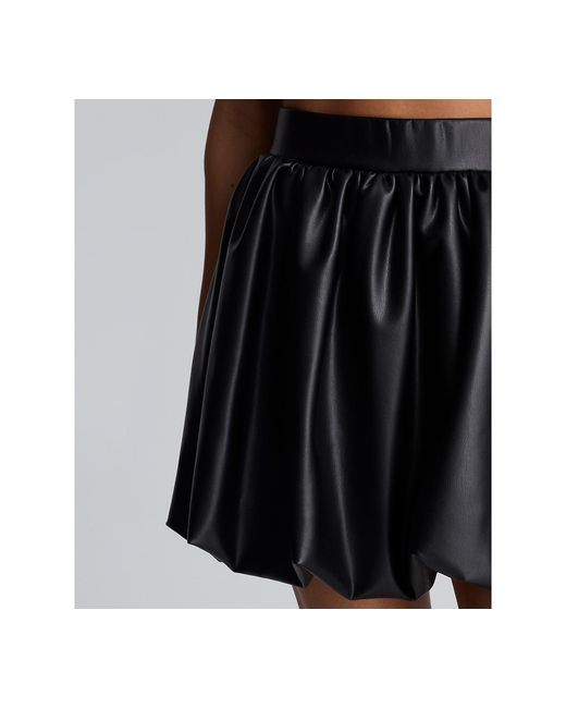 Kenneth Cole Black Faux Leather Pull-on Bubble Mini Skirt