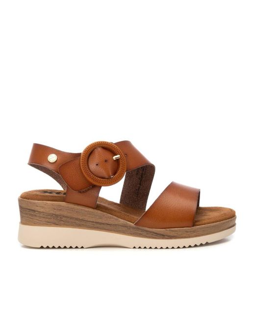 Xti Brown Wedge Sandals By
