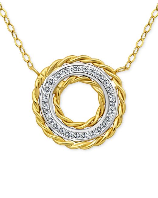 Giani Bernini Metallic Cubic Zirconia Rope Framed Circle Pendant Necklace