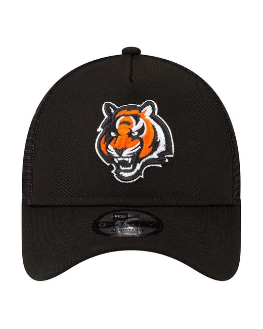 KTZ Black Cincinnati Bengals A-frame Trucker 9forty Adjustable Hat for Men