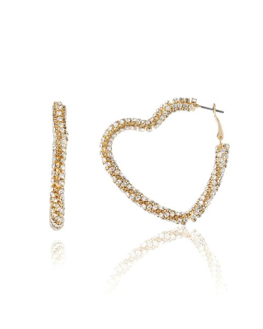 BCBGeneration Natural Crystal Heart Hoop Earrings