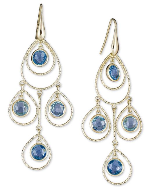 Macy's Blue Topaz Chandelier Drop Earrings (8-3/4 Ct. T.w.) In 14k Vermeil Over Sterling Silver