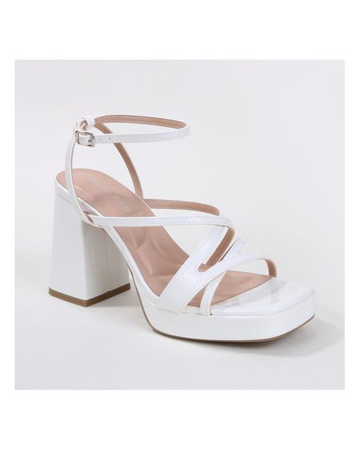 BERNESS White Adore Strappy Block Heeled Sandal