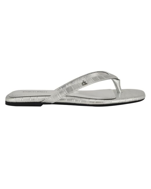 Calvin Klein White Stelea Flat Thong Sandals