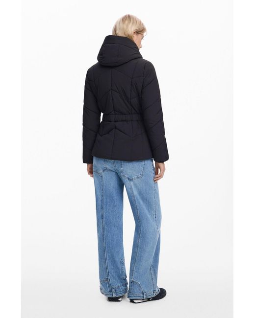 Desigual Blue Belted Padded Jacket
