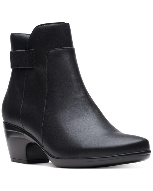 Clarks Leather Emily Holly Booties In Black Leather Black Lyst
