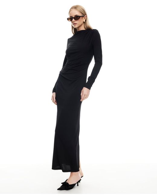 Lioness Black Contour Maxi Pull-on Dress