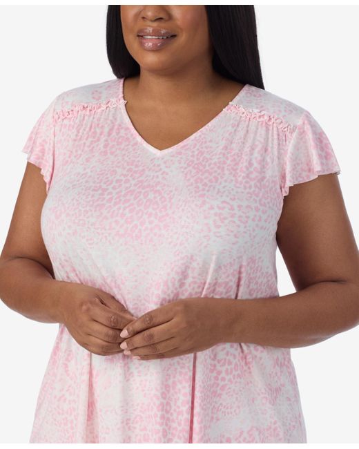 Ellen Tracy Pink Plus Size Short Sleeve Cropped Pajama Set