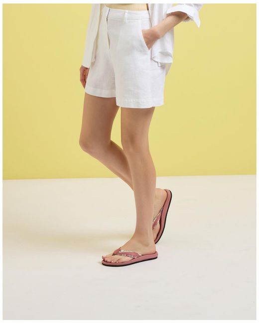 White Mountain Pink Bays Round Toe Flat Sandals