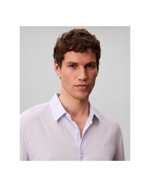 Calvin Klein Purple Solid Linen-blend Shirt for men