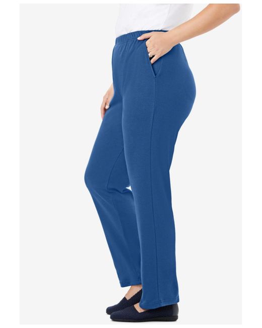 Woman Within Blue Within Tall 7-day Knit Straight Leg Pant