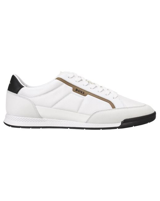 BOSS Men's White Nitan Low-profile Lace-up Sneakers