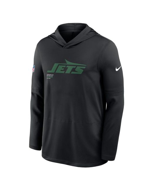 Nike Black New York Jets Sideline Pure Fury Performance Long Sleeve Hoodie T-shirt for men
