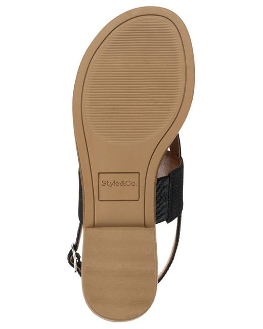 Style & Co. Black Sadiee Thong Flat Slingback Sandals