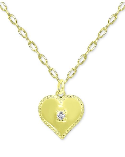 Giani Bernini Metallic Cubic Zirconia Polished Heart Paperclip Link Pendant Necklace