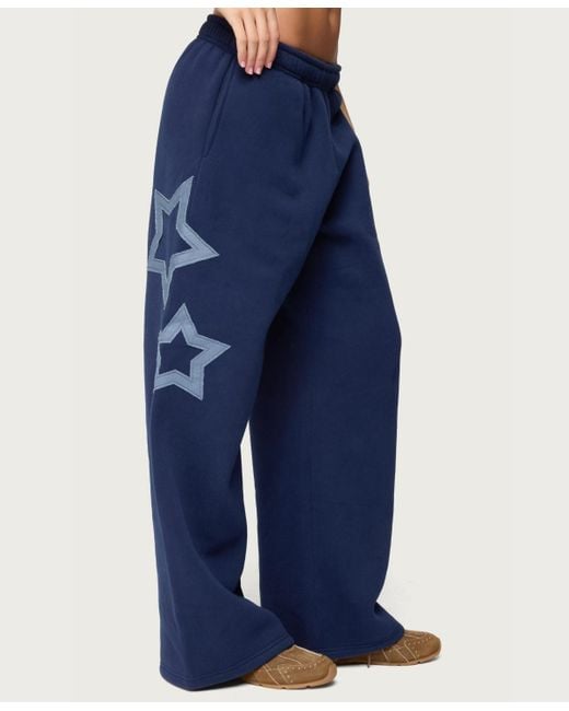 Edikted Blue Starly Straight Leg Sweatpants