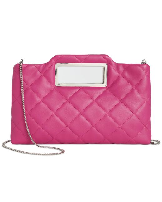 INC International Concepts Pink Juditth Handle Quilted Clutch