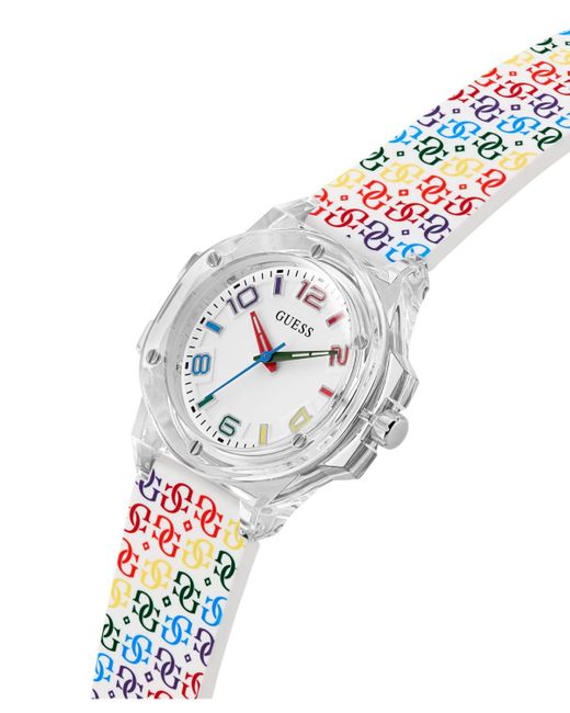 Guess Metallic Analog Silicone Strap Watch