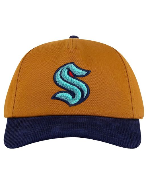 American Needle Tan/deep Sea Blue Seattle Kraken Burnett Adjustable Hat for men