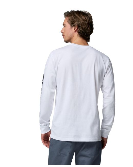 Columbia White Fundamental Graphic Long-sleeve T-shirt for men