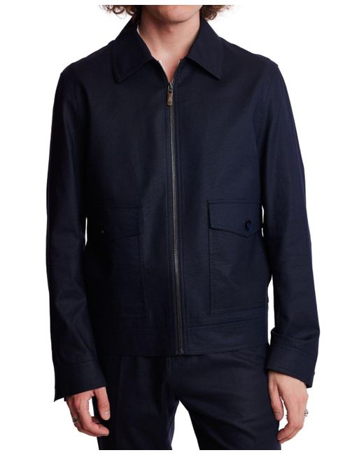 Paisley & Gray Blue Zip-front Bomber Jacket for men