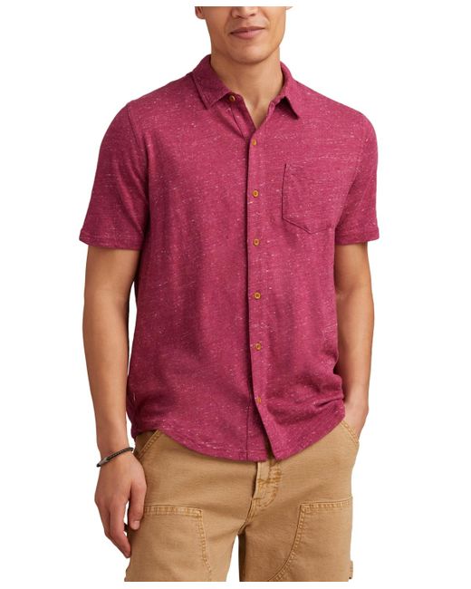 Lucky Brand Red Linen Short Sleeve Button Down Shirt for men