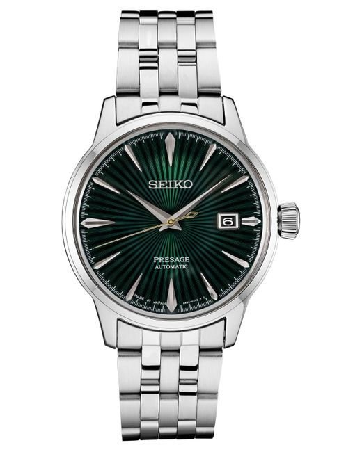 Seiko Green Automatic Presage Stainless Steel Bracelet Watch 40mm for men
