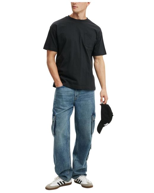 Cotton On Black Box Fit Pocket T-shirt for men