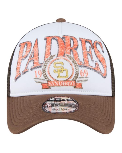 KTZ White San Diego Padres Distressed 9forty A-frame Adjustable Trucker Hat for men