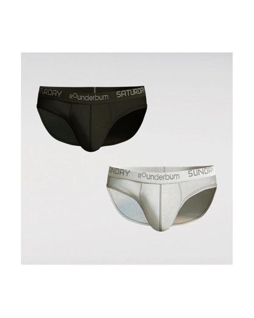 Rounderbum Black Cyber Daily Package Brief 2pack for men