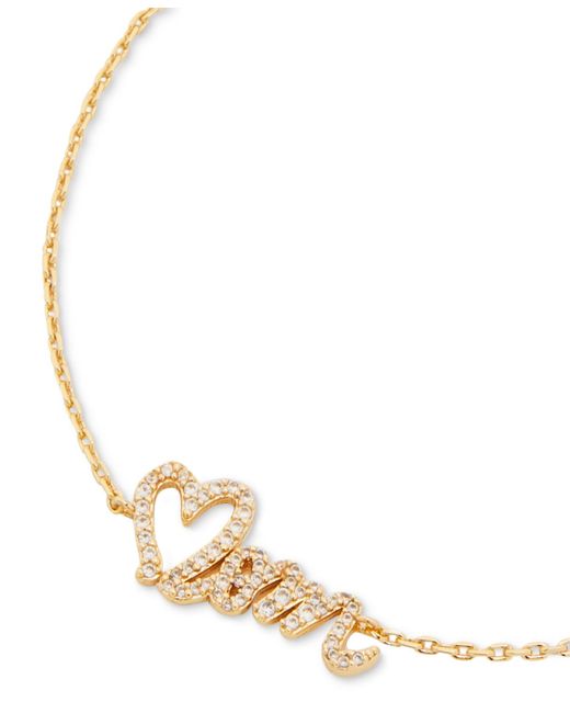 Kate Spade Metallic Gold-tone Pave Heart Mom Link Bracelet