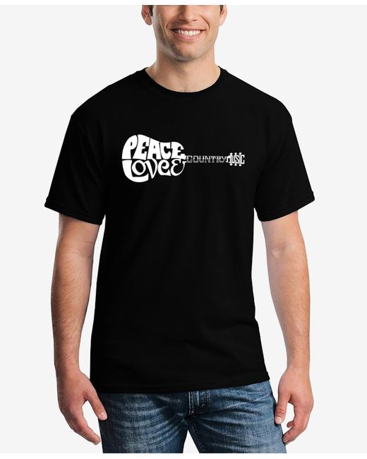 LA Pop Art Black Word Art Peace Love Country Short Sleeve T-shirt for men