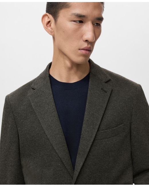 Mango Gray Slim Fit Microstructure Blazer for men