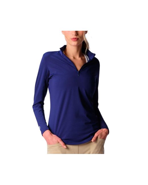 G Lifestyle Clothing Blue Long Sleeve Miock Neck Top White Xsmall