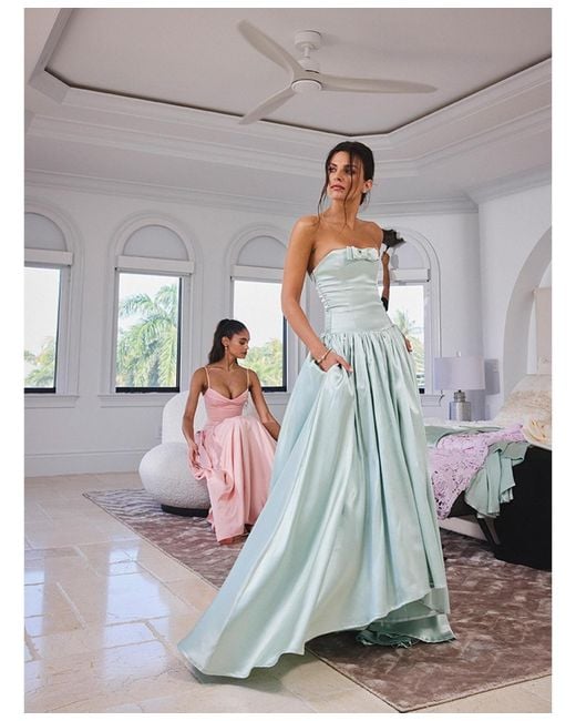 Miss Circle Green Lael Back Button Trailing Gown