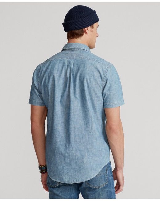 Polo Ralph Lauren Blue Slim-fit Chambray Shirt for men