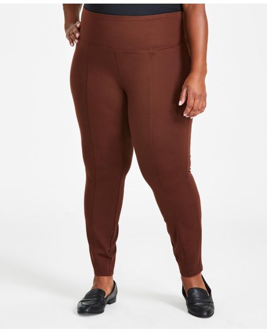 Style & Co. Brown Plus Size Pull-on Ponte Knit Pants