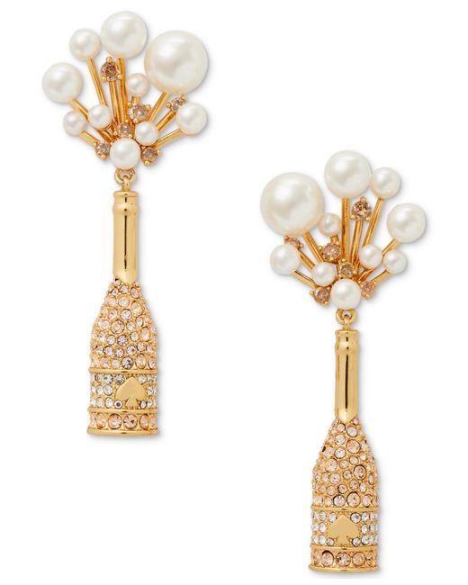 Kate Spade Metallic Gold-tone Crystal & Imitation Pearl Statement Earrings