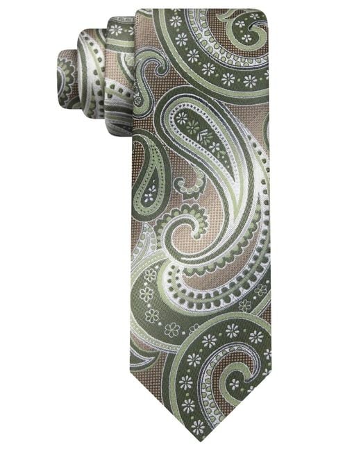 Van Heusen Green Shadow Paisley Tie for men