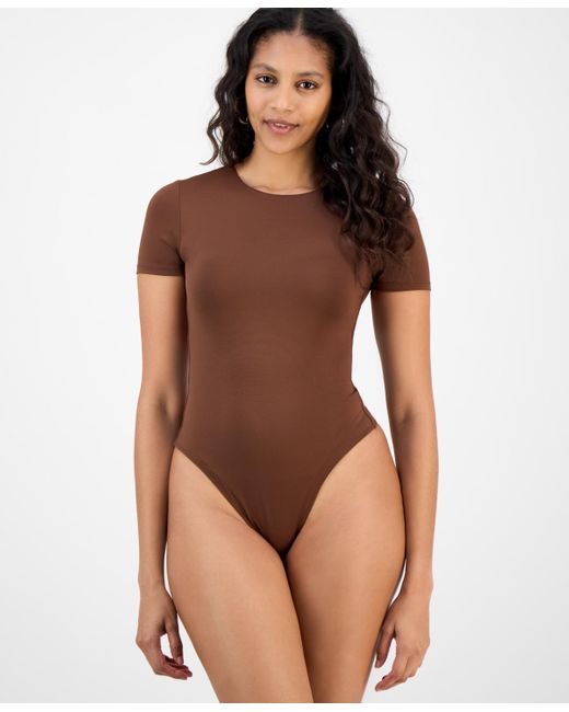 And Now This Blue Double-layered Crewneck Bodysuit