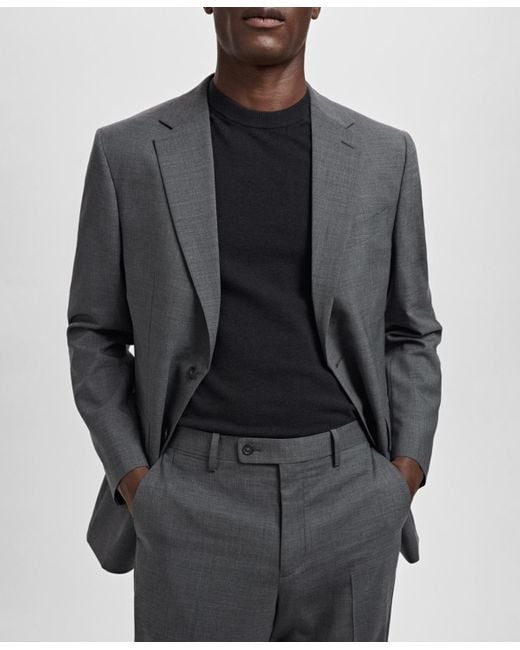 Mango Gray Turin Virgin Wool Suit Blazer for men