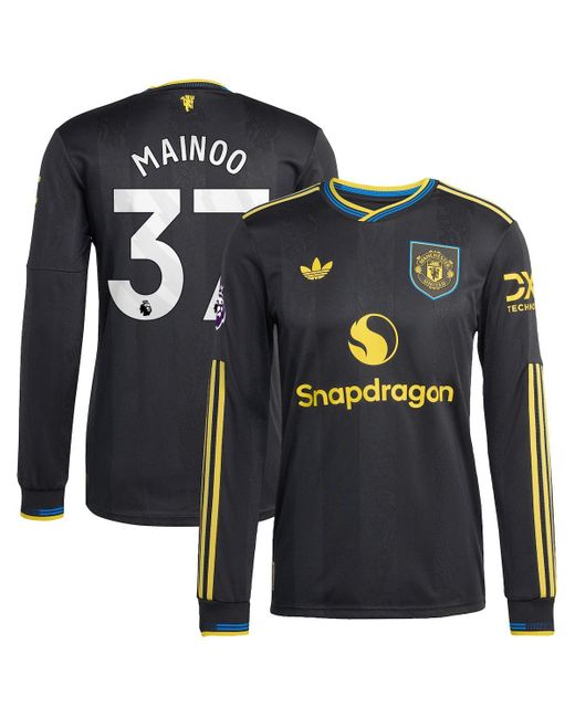 Adidas Black Kobbie Mainoo Manchester United 2025/26 Third Authentic Long Sleeve Player Jersey for men
