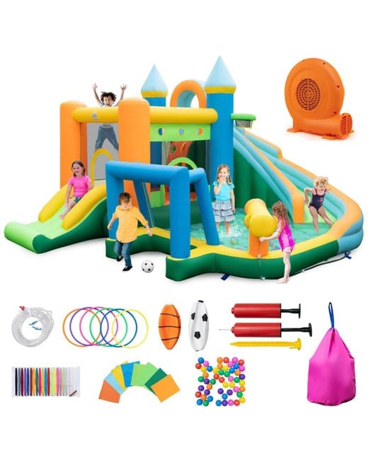 Gymax White Inflatable Water Slide Kids Blow Up Water Park