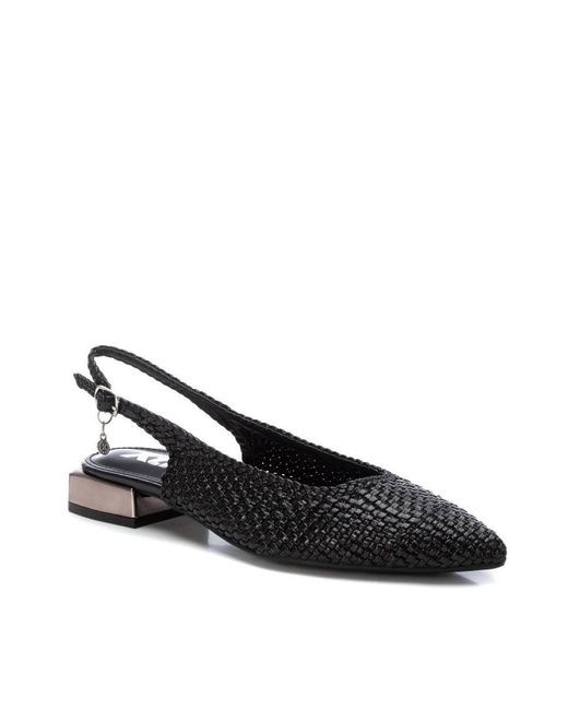 Xti Black Braided Slingback Flats By