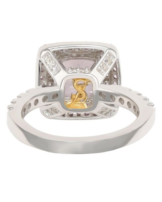 SUZY LEVIAN NEW YORK White Suzy Levian Sterling Silver Cushion Cut Topaz And Sapphire Double Halo Ring